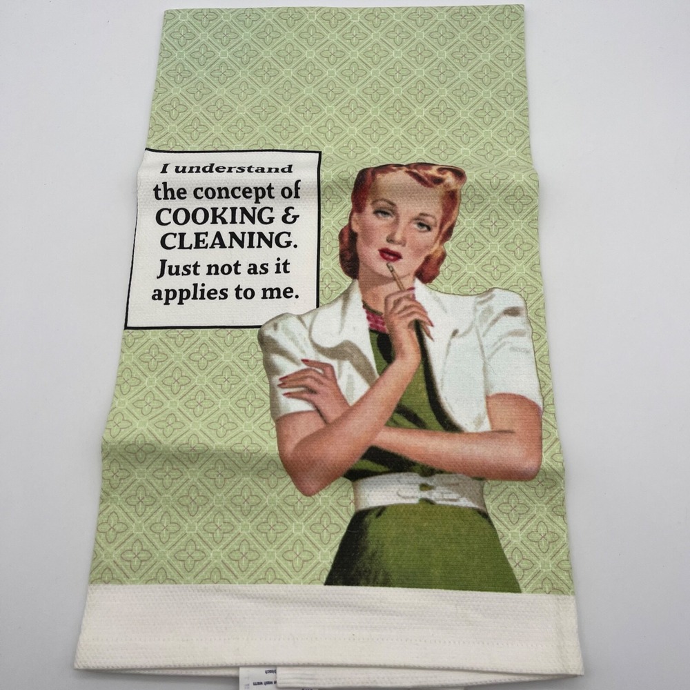 RETRO COTTON KITCHEN TOWEL FIDDLERS ELBOW "Cooking and cleaning" Humorous Towel